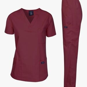 Women's Maroon Scrub Set
